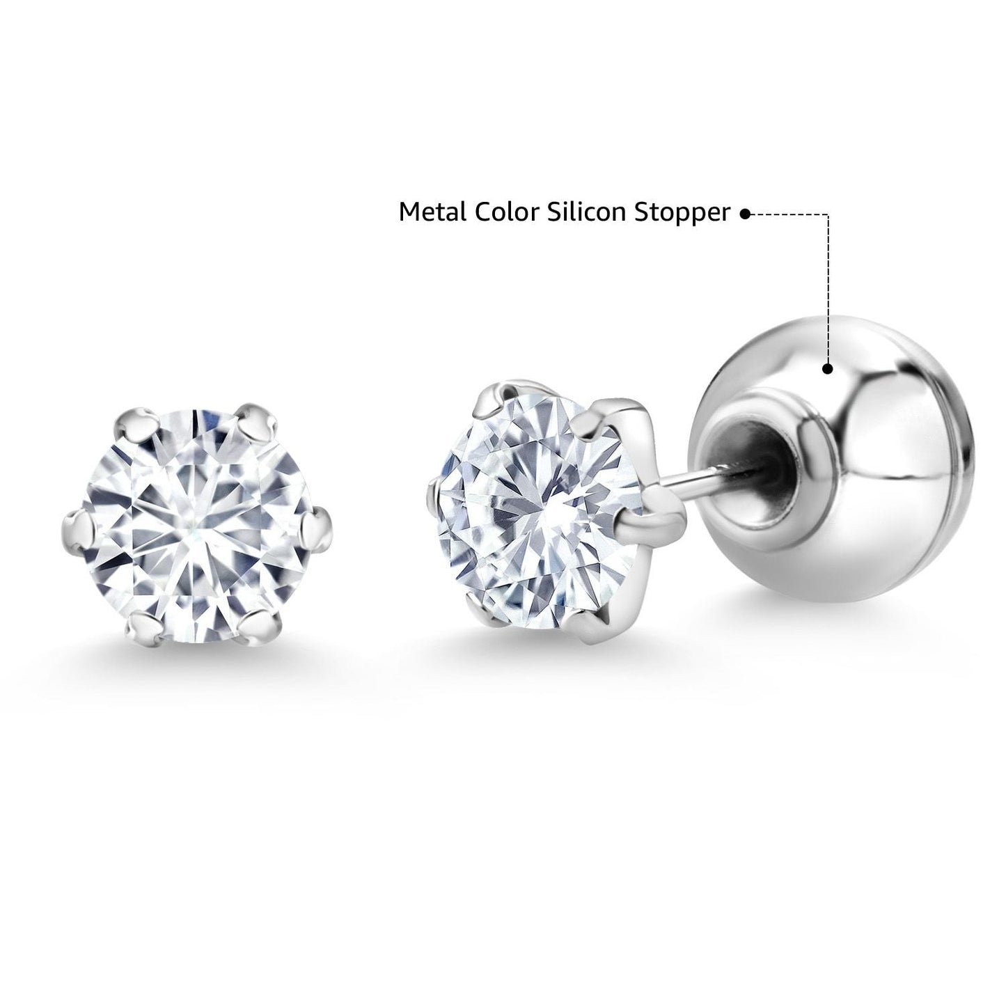 1.00 Cttw Pure PT900 Platinum 900 Six Prong Lab Grown Diamond Stud Earrings For Women Men | Round 5MM | E-F Color | VVS-VS Clarity