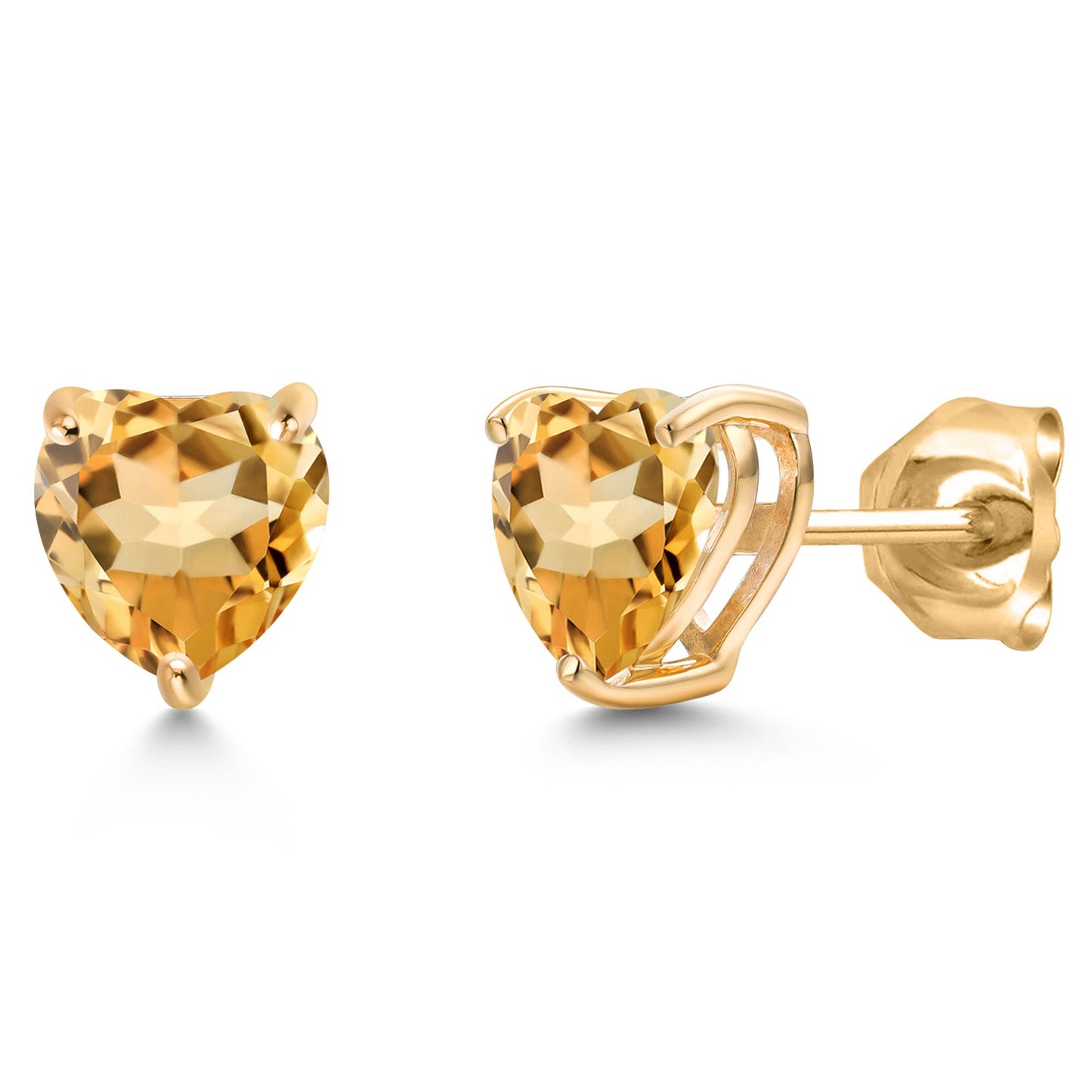 14K Yellow Gold 6MM Heart Shape Gemstone Birthstone Stud Earrings | Gold Earring For Women Men