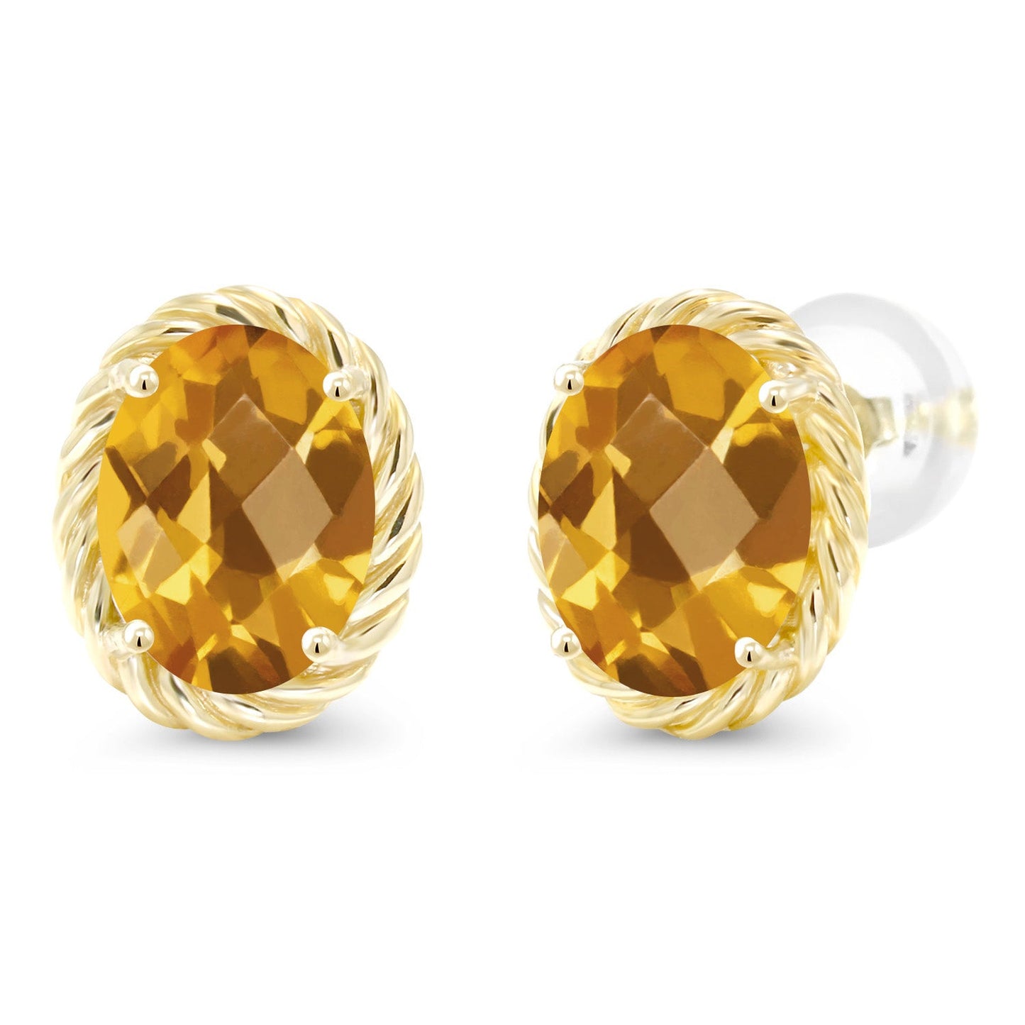 14K Yellow Gold 8X6MM Oval Gemstone Birthstone Earrings | Yellow Gold Earrings For Women Men