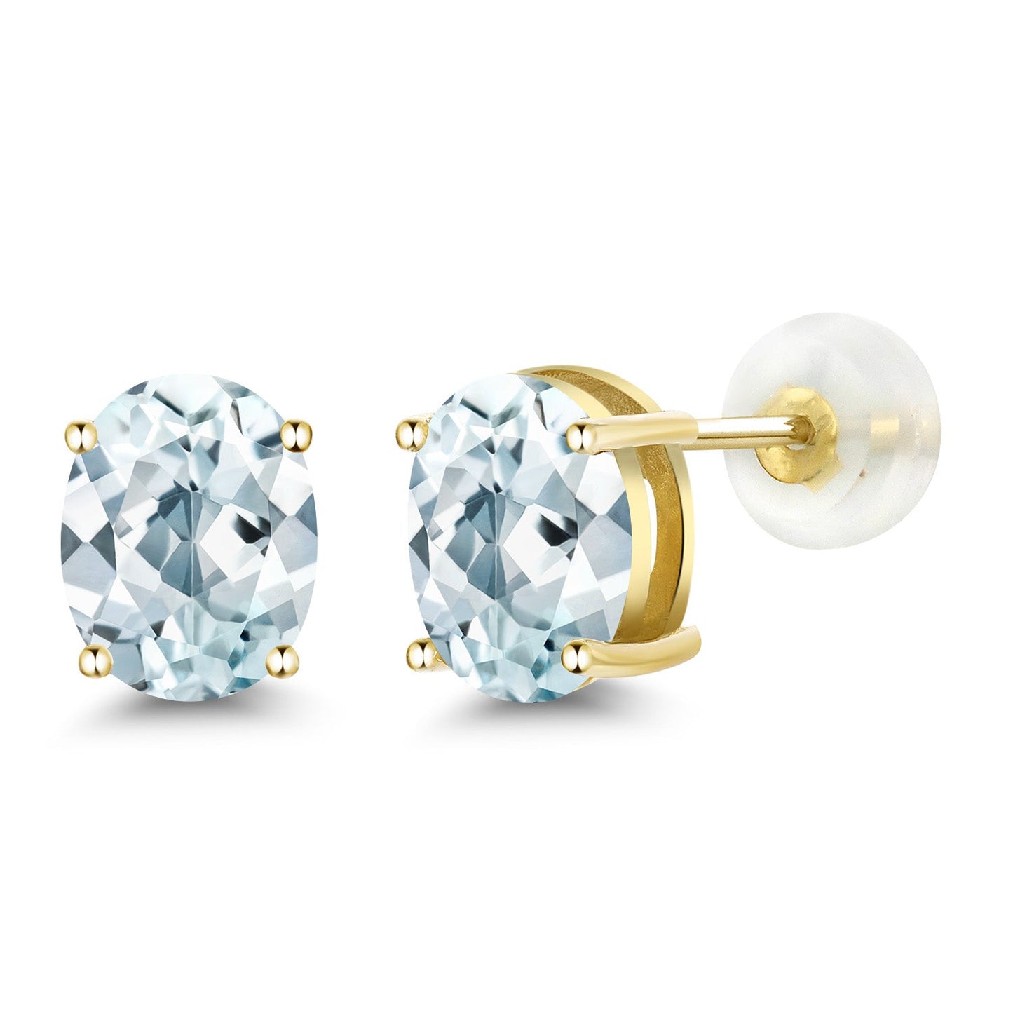 14K Yellow or White Gold Oval Gemstone Birthstone Stud Earrings for Women Men | Oval 8X6MM