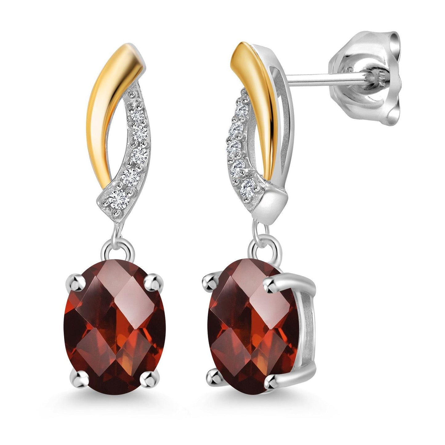 Drop Dangle Earrings For Women | 8X6MM Oval Gemstone Birthstone and Lab Grown Diamond | 925 Silver and 10K Yellow Gold | Fine Jewelry Gifts for Her Mom Women Wife