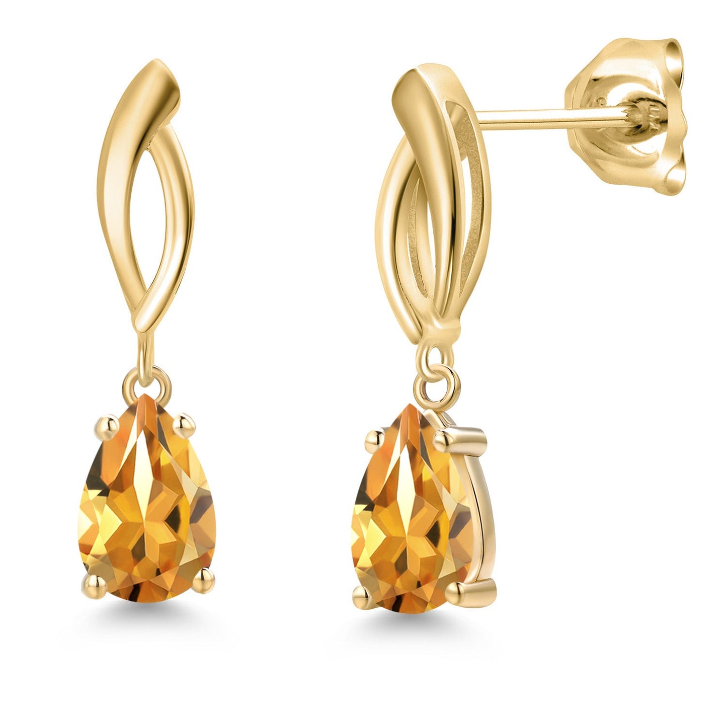 10K Yellow Gold 8X5MM Pear Shape Gemstone Birthstone Infinity Dangle Earrings For Women | Gold Earrings For Women