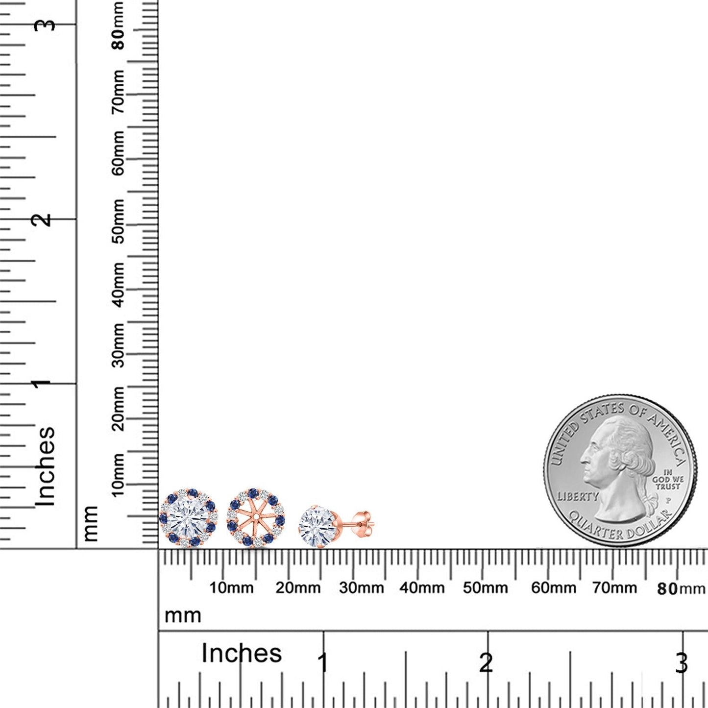 18K Rose Gold Plated Silver Forever Classic Moissanite Earrings with Jackets For Women | 1.60 Cttw | Gemstone Birthstone | Round 6MM