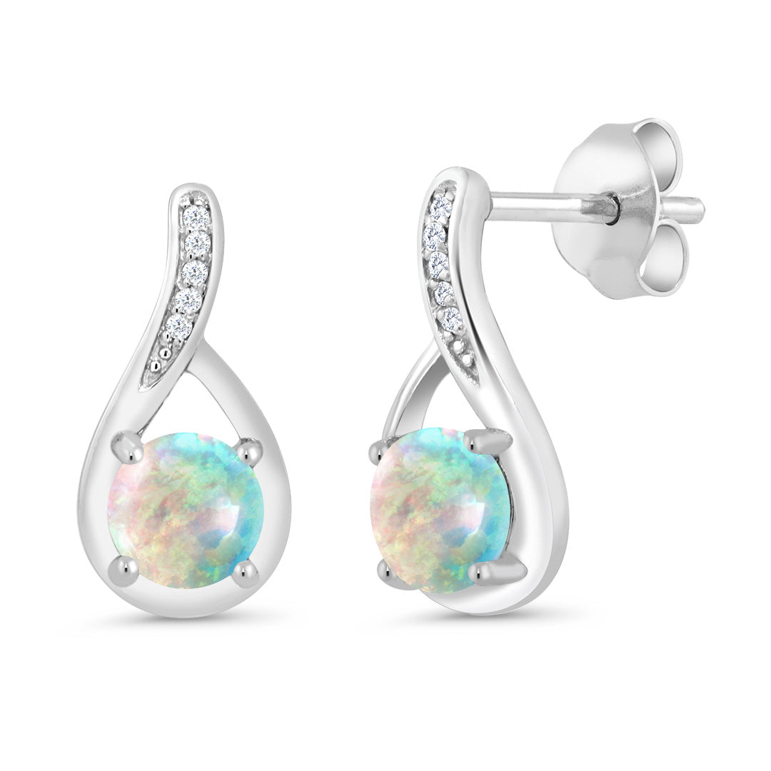 Round 5MM Gemstone Birthstone and White Diamond Infinity Earrings For Women | 925 Sterling Silver | Fine Jewelry Gifts for Her Mom Women Wife