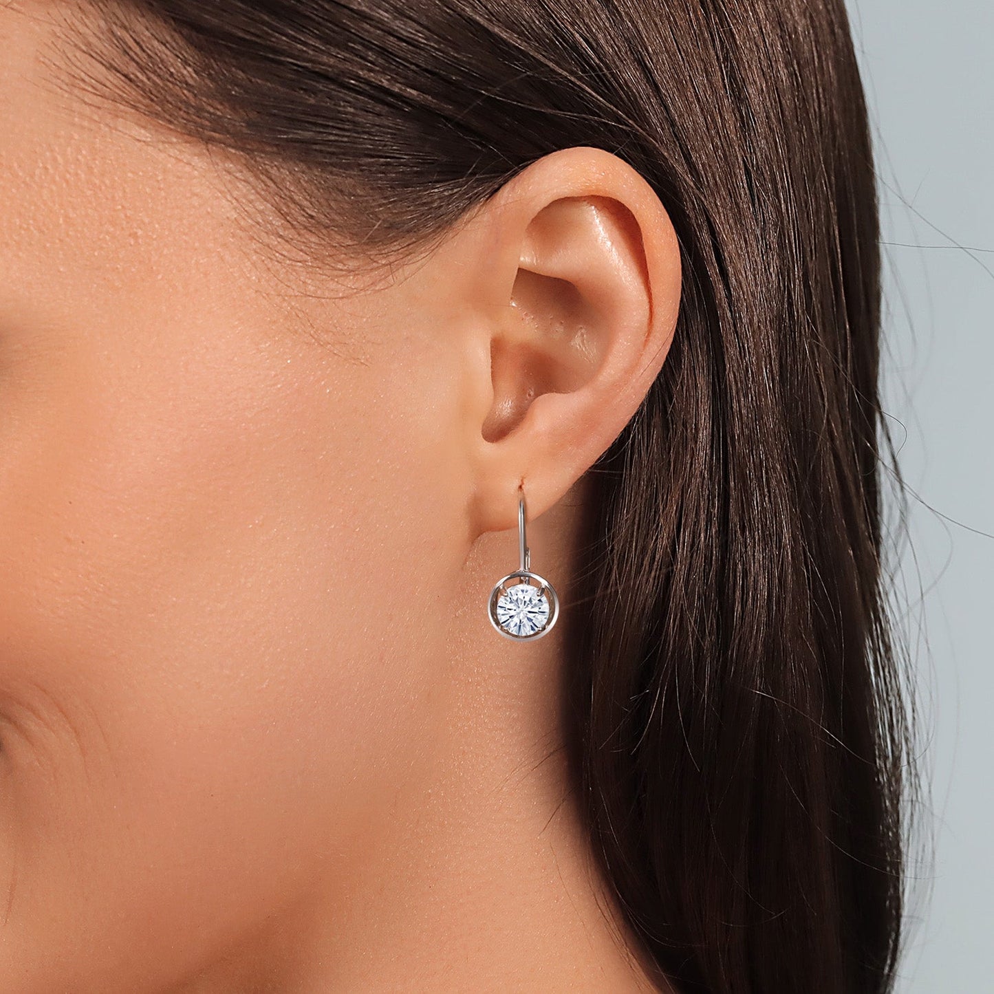 Moissanite Dangle Earrings For Women in 925 Sterling Silver White (2.40 Cttw, Round 7MM)