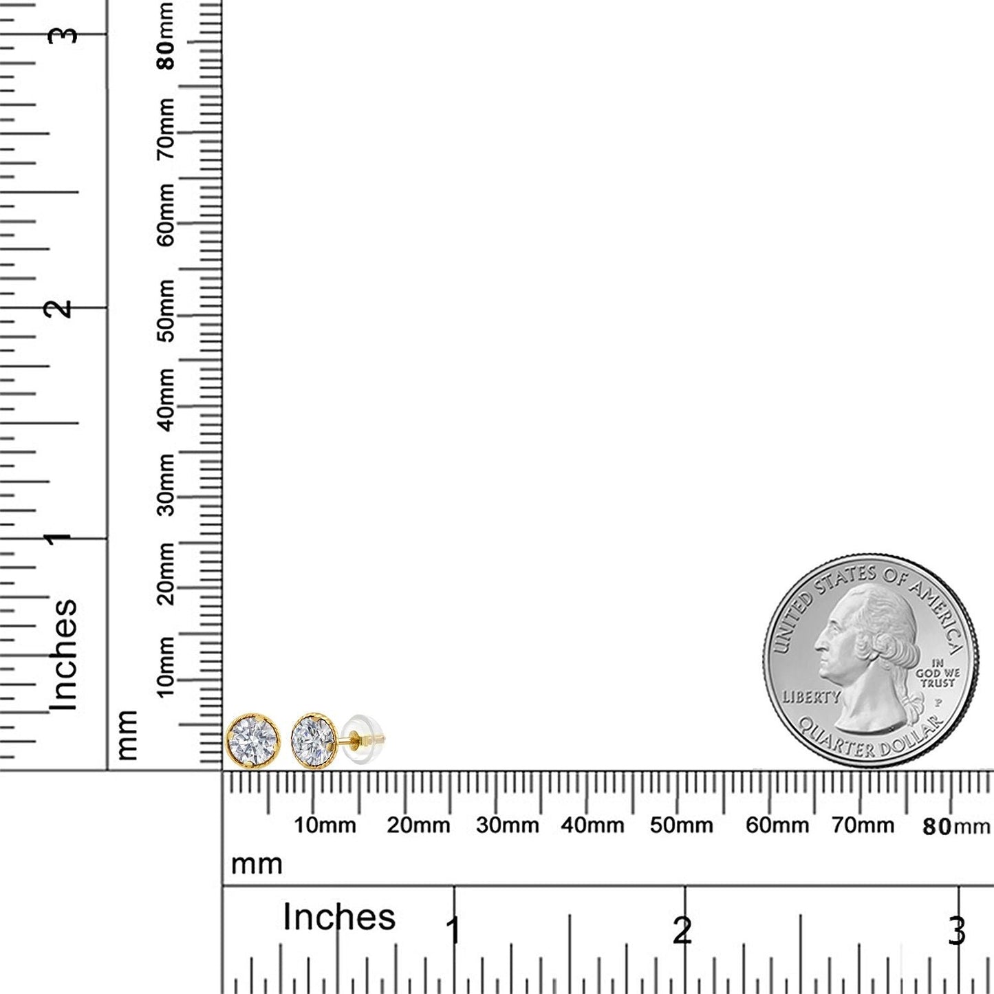 14K Yellow Gold E - F Lab Grown Diamond Earrings for Women | 1.00 Cttw | Gemstone April Birthstone | Round 5MM