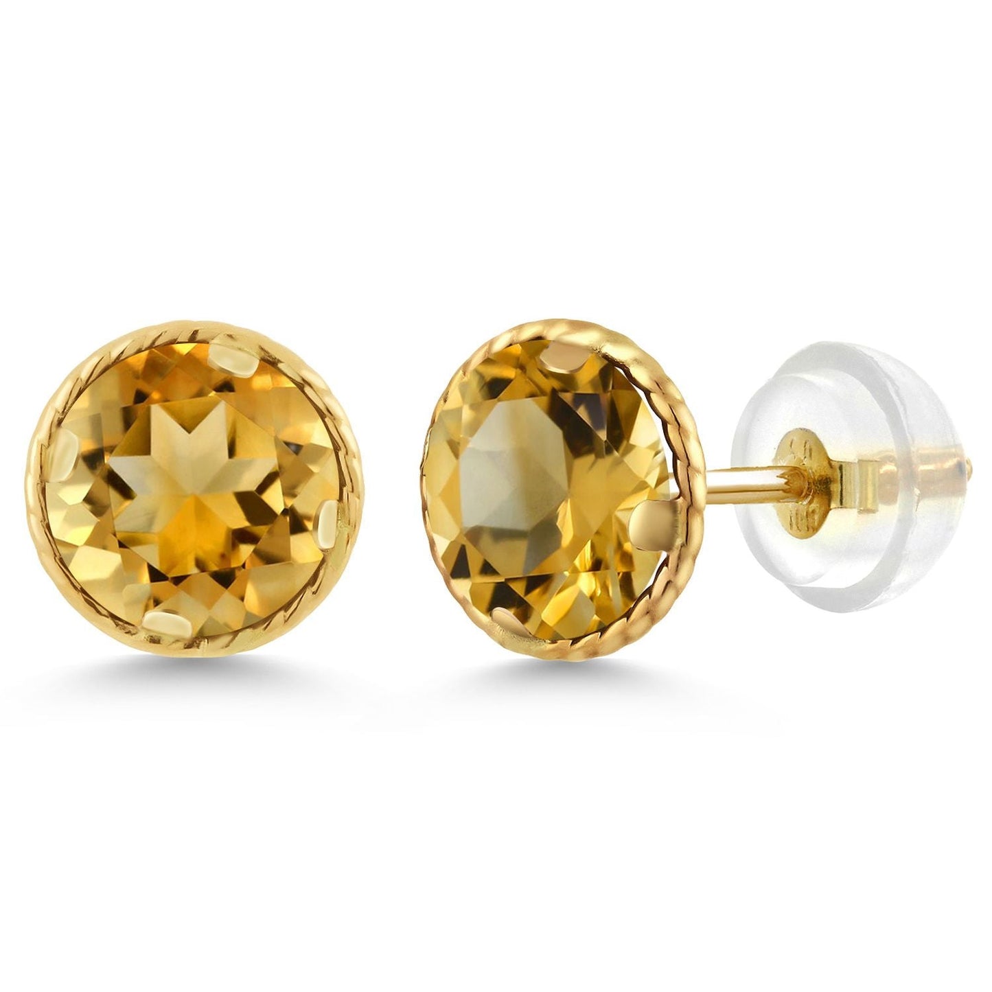 14K Gold 6MM Round Gemstone Birthstone Stud Earrings | Gold Earrings For Women Men