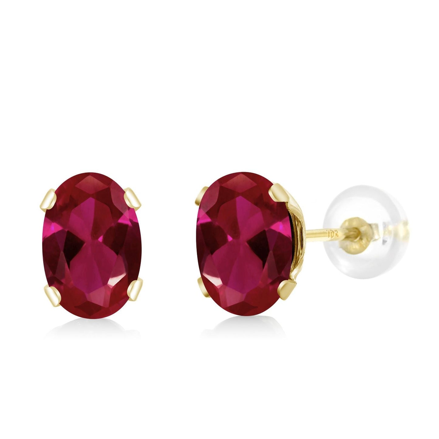 10K Yellow Gold Gemstone Birthstone Earrings | Oval 6X4MM Stud Earrings | Gold Earrings For Women Men
