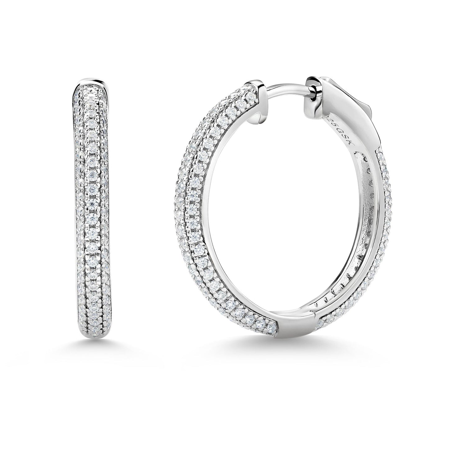 White Moissanite Huggie Hoop Earrings For Women | 925 Sterling Silver | Round Hoop Earrings | 1.20 Ct | 1 Inch | Fine Jewelry Gifts for Her Mom Women Wife