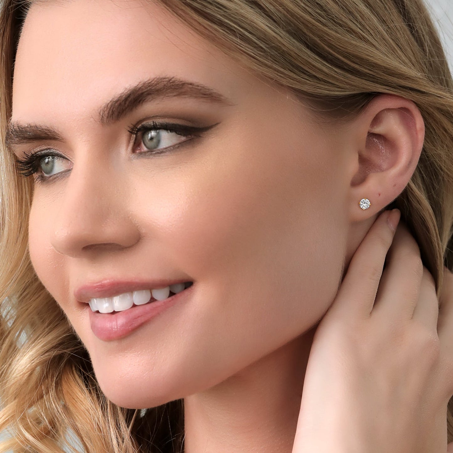 14K Yellow Gold White Moissanite Stud Earrings For Women Men | 0.66 Cttw | Round 4.5MM | Gold Earrings For Women Men