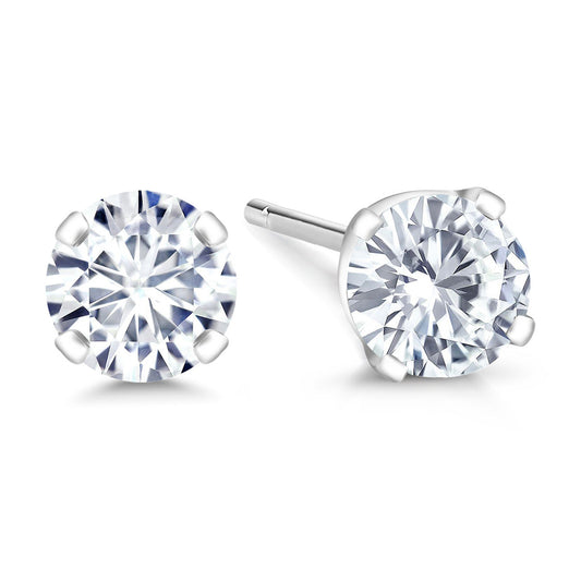 14K White Gold Lab Grown Diamond Stud Earrings For Women Men (0.75 Cttw, I-J Color, VS1-VS2 Clarity)