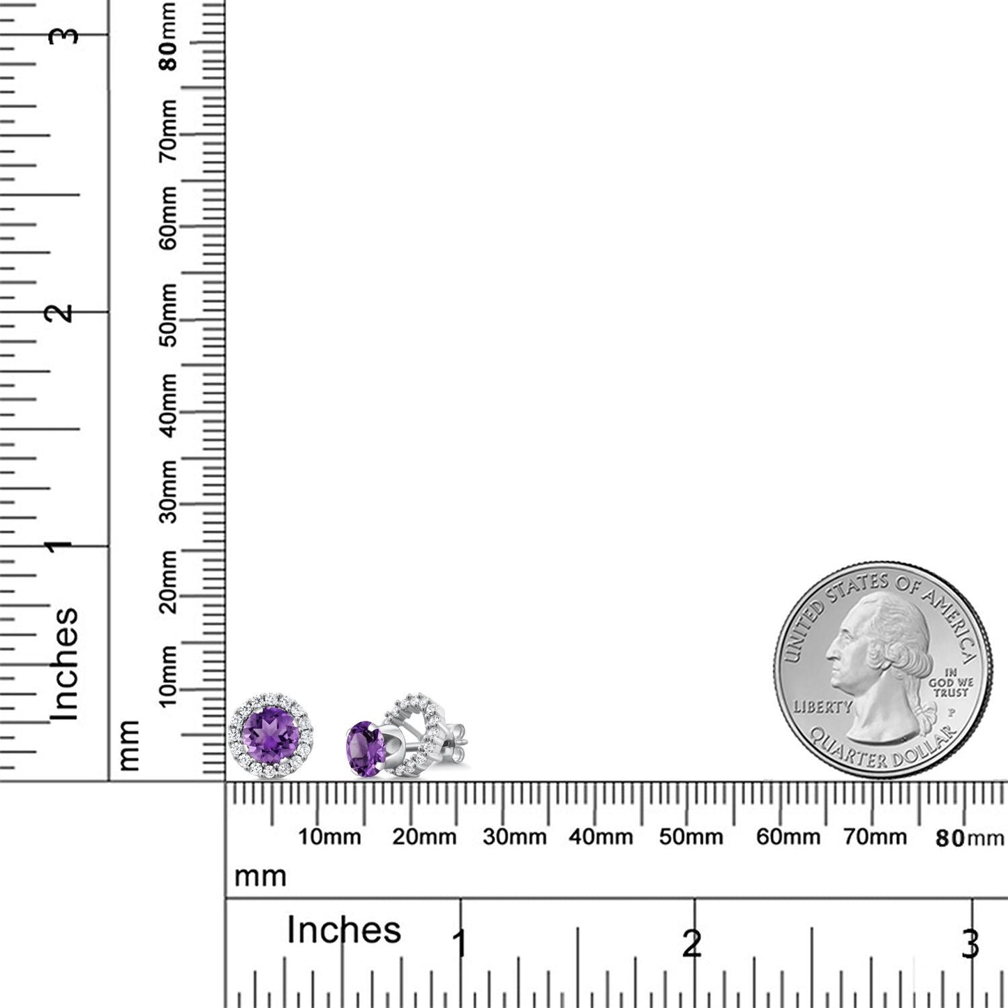 6MM Round Gemstone Birthstone Removable Jacket Stud Halo Earrings For Women | 925 Sterling Silver | Fine Jewelry Gifts for Her Mom Women Wife