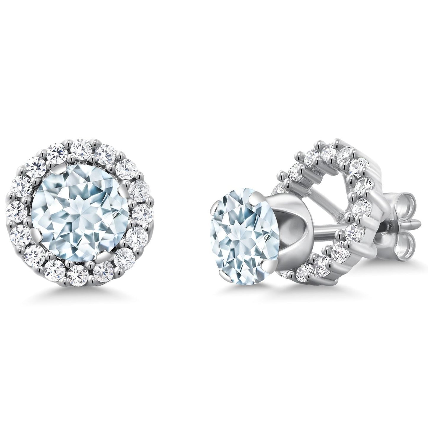 6MM Round Gemstone Birthstone Removable Jacket Stud Halo Earrings For Women | 925 Sterling Silver | Fine Jewelry Gifts for Her Mom Women Wife