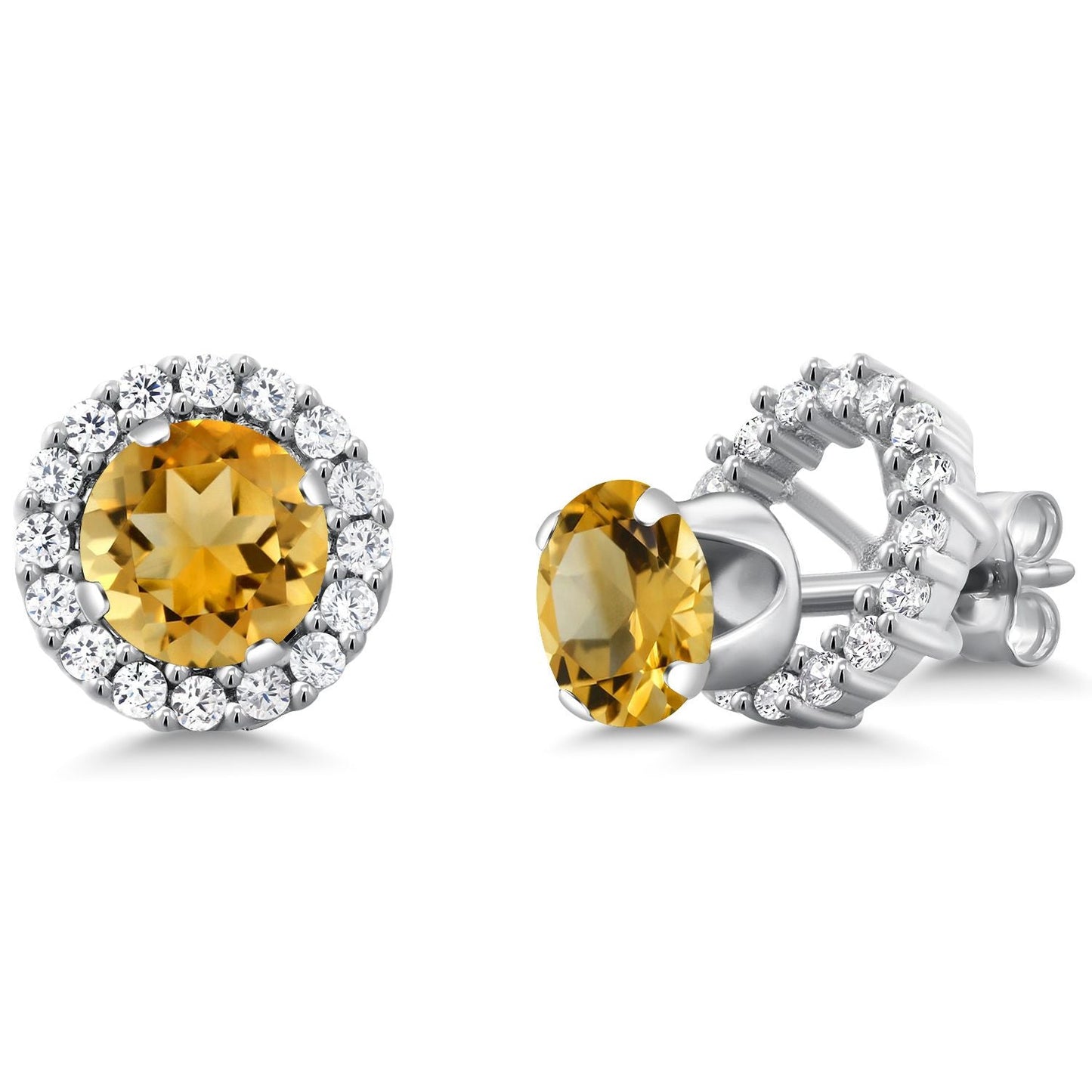 6MM Round Gemstone Birthstone Removable Jacket Stud Halo Earrings For Women | 925 Sterling Silver | Fine Jewelry Gifts for Her Mom Women Wife