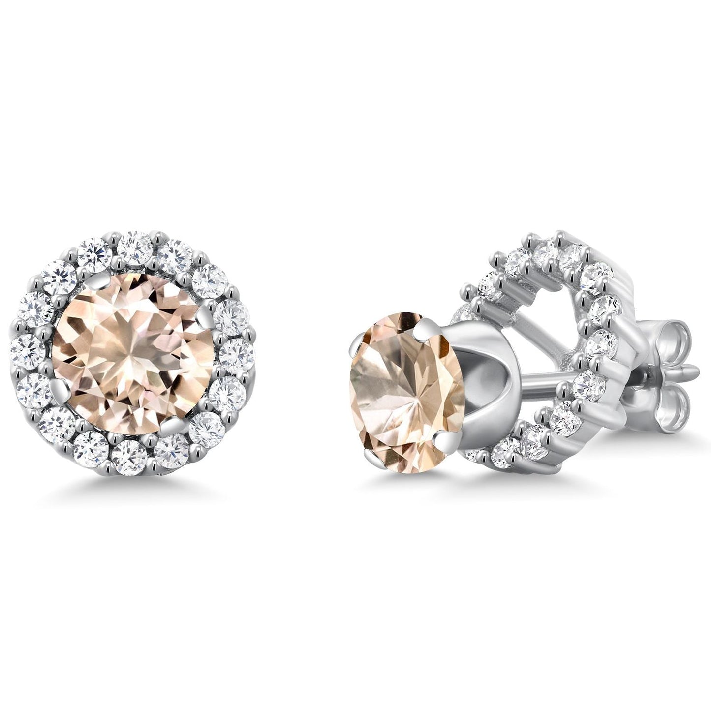 6MM Round Gemstone Birthstone Removable Jacket Stud Halo Earrings For Women | 925 Sterling Silver | Fine Jewelry Gifts for Her Mom Women Wife