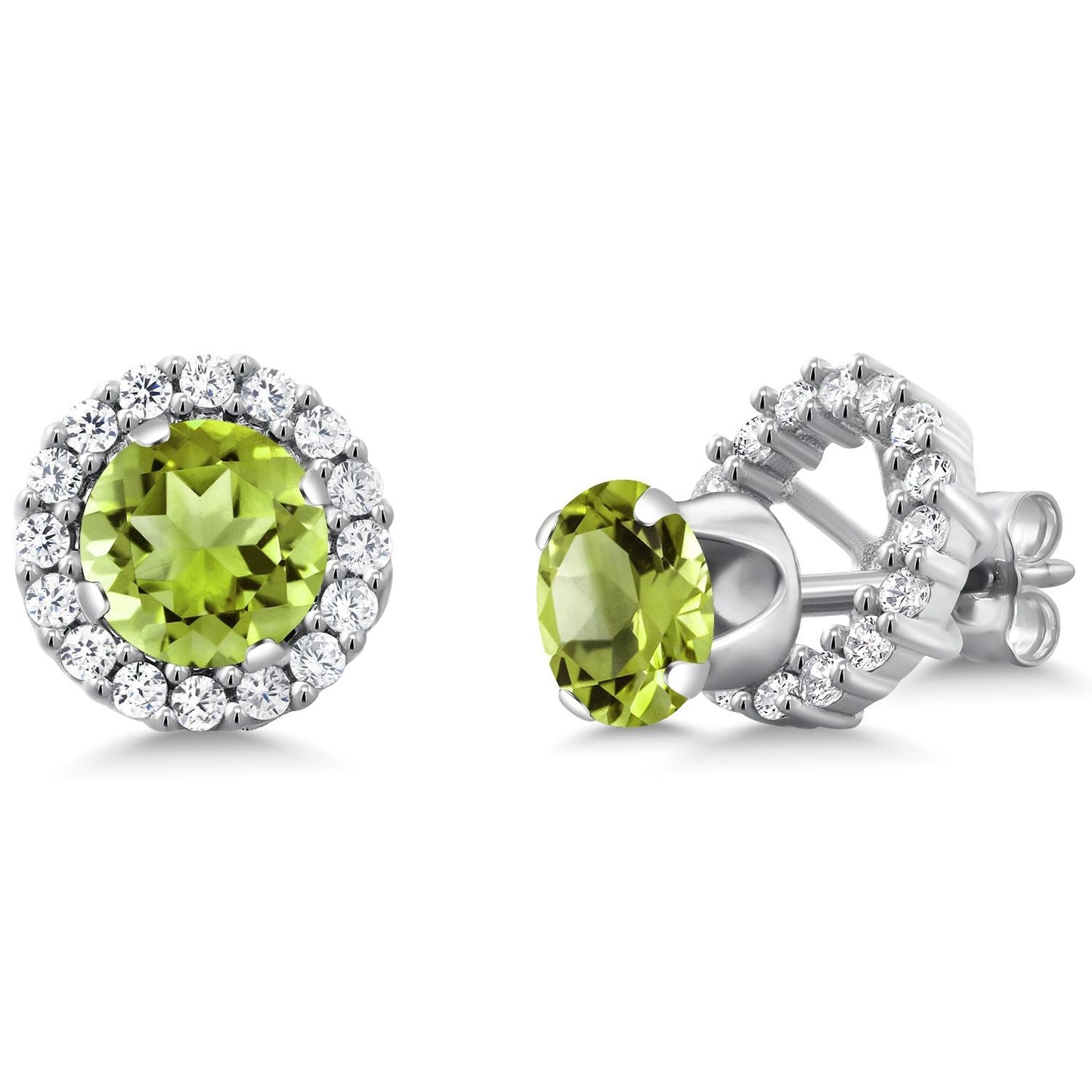 6MM Round Gemstone Birthstone Removable Jacket Stud Halo Earrings For Women | 925 Sterling Silver | Fine Jewelry Gifts for Her Mom Women Wife