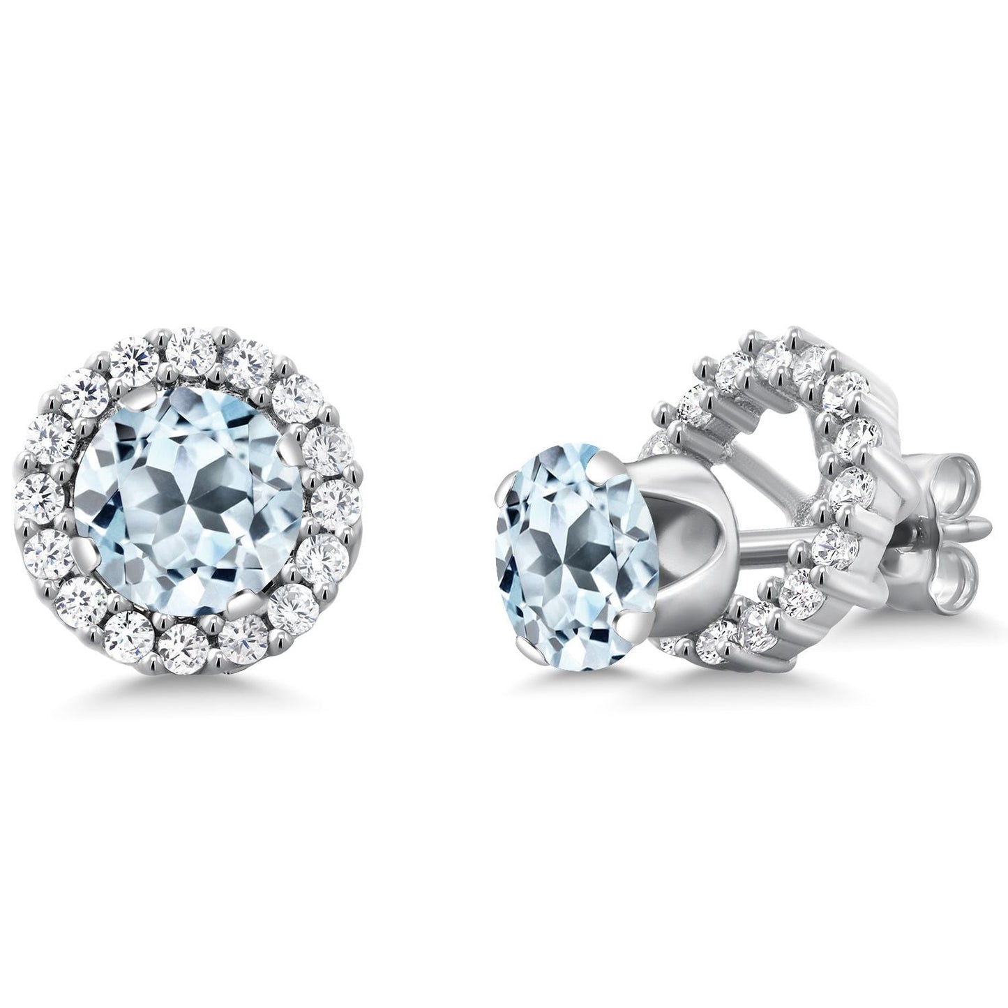 6MM Round Gemstone Birthstone Removable Jacket Stud Halo Earrings For Women | 925 Sterling Silver | Fine Jewelry Gifts for Her Mom Women Wife