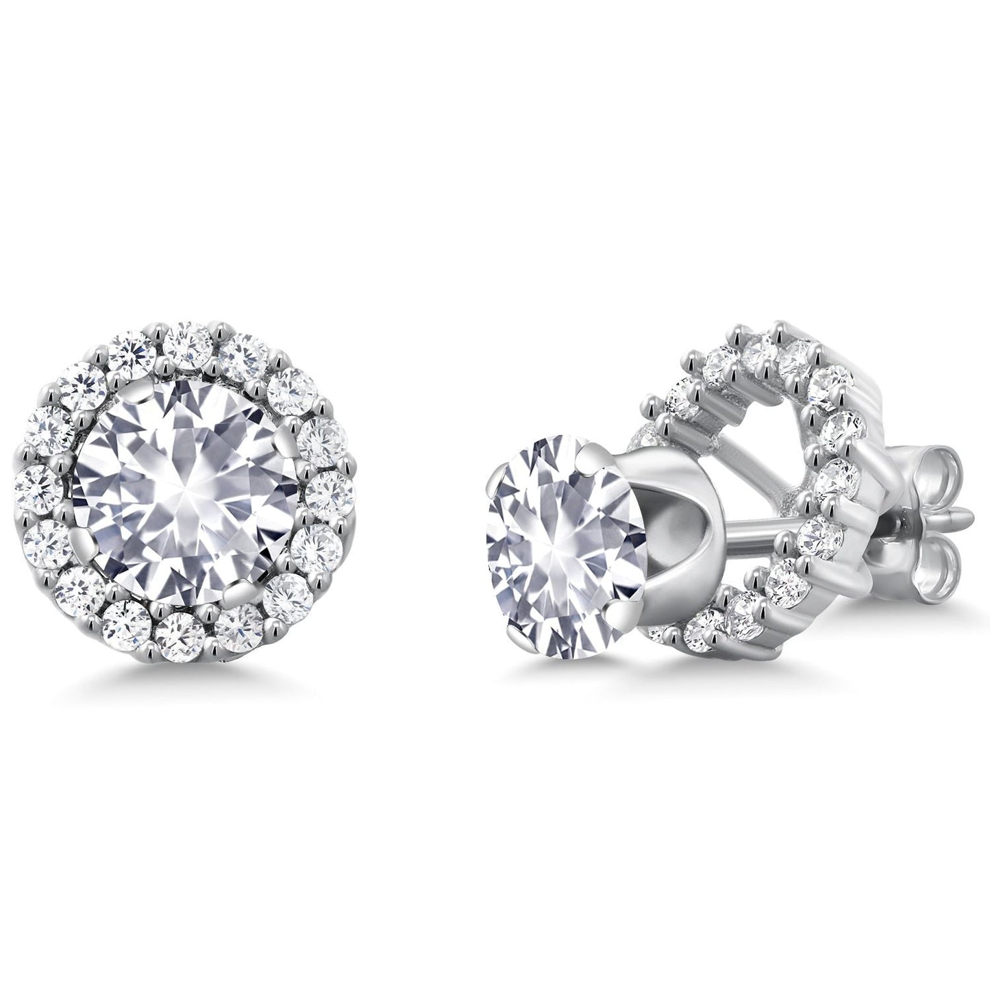 6MM Round Gemstone Birthstone Removable Jacket Stud Halo Earrings For Women | 925 Sterling Silver | Fine Jewelry Gifts for Her Mom Women Wife