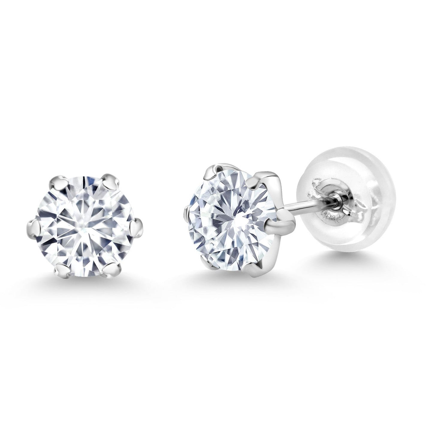 1.00 Cttw Pure PT900 Platinum 900 Six Prong Lab Grown Diamond Stud Earrings For Women Men | Round 5MM | E-F Color | VVS-VS Clarity