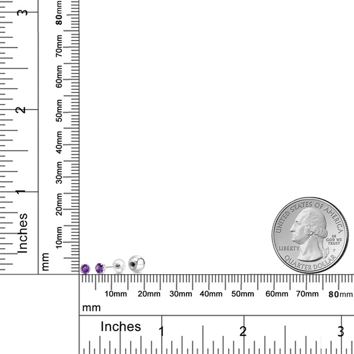 3MM Round Gemstone Birthstone Six Prong Platinum Stud Earrings For Women Men