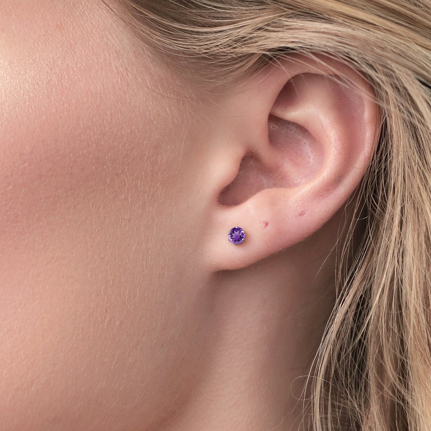 Pure PT900 Platinum 900 Six Prong 4MM Round Gemstone Birthstone Stud Earrings For Women Men