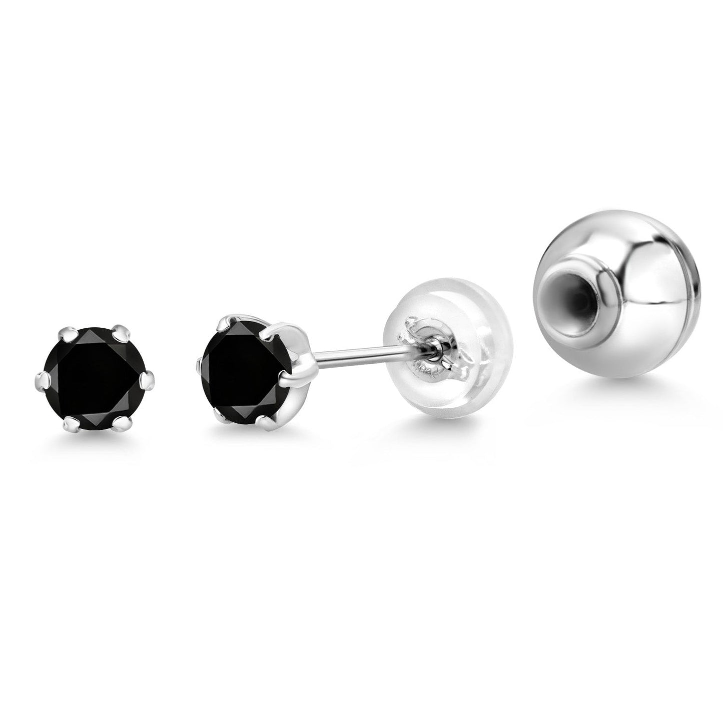 Pure PT900 Platinum 900 Six Prong 4MM Round Gemstone Birthstone Stud Earrings For Women Men