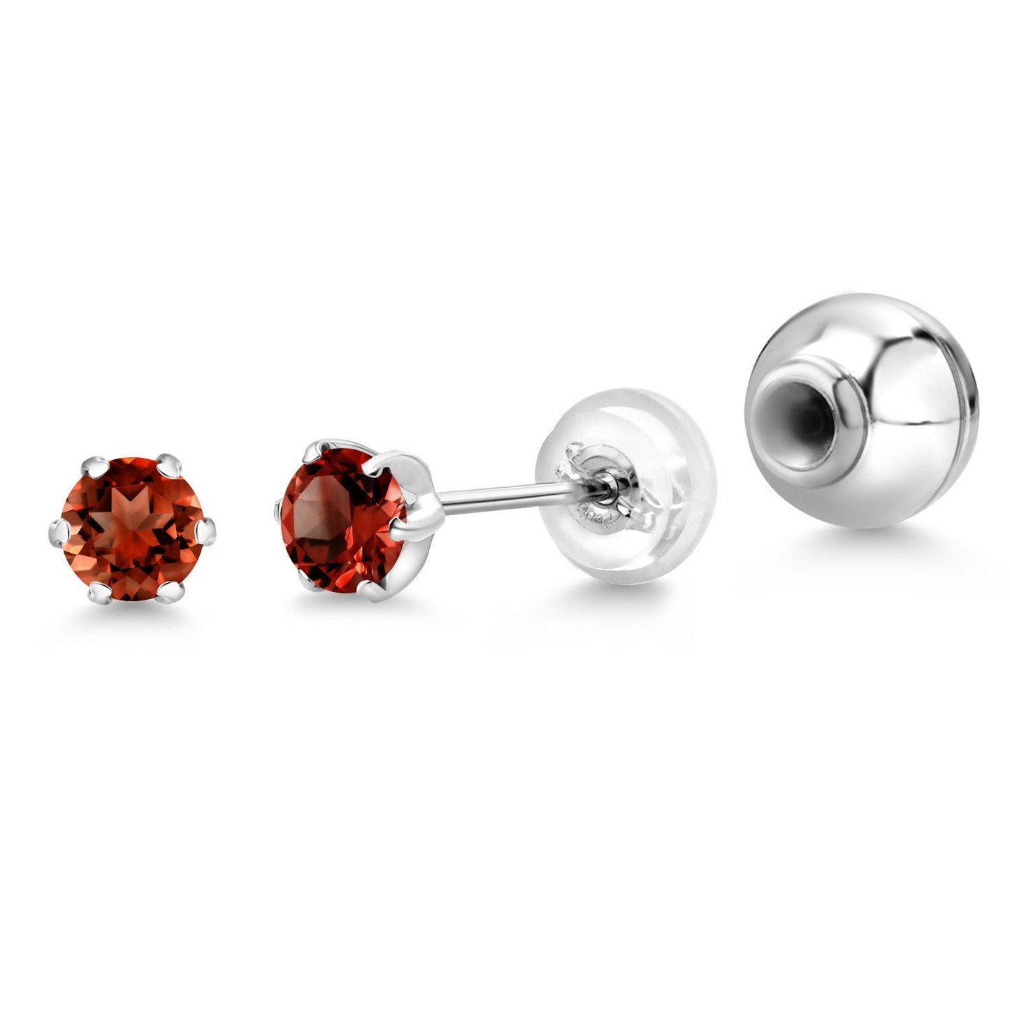 Pure PT900 Platinum 900 Six Prong 4MM Round Gemstone Birthstone Stud Earrings For Women Men