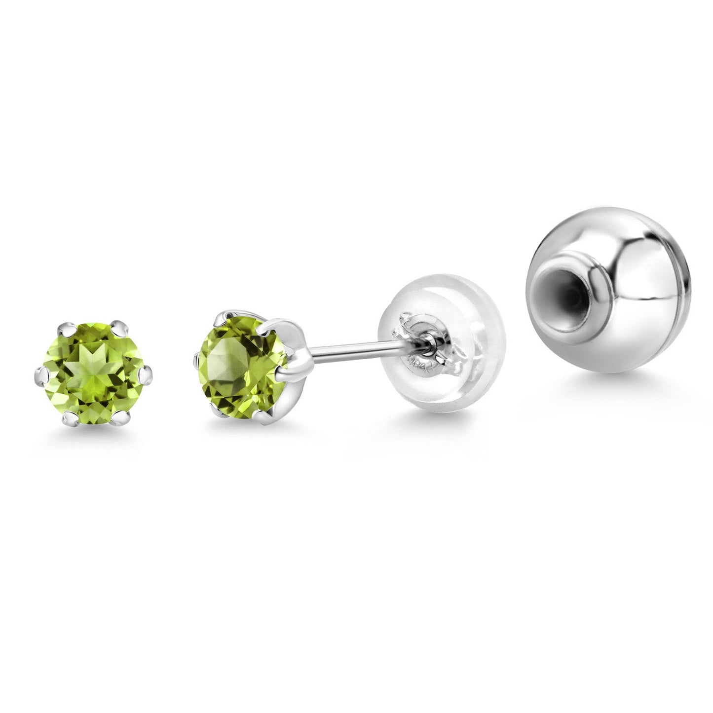 Pure PT900 Platinum 900 Six Prong 4MM Round Gemstone Birthstone Stud Earrings For Women Men