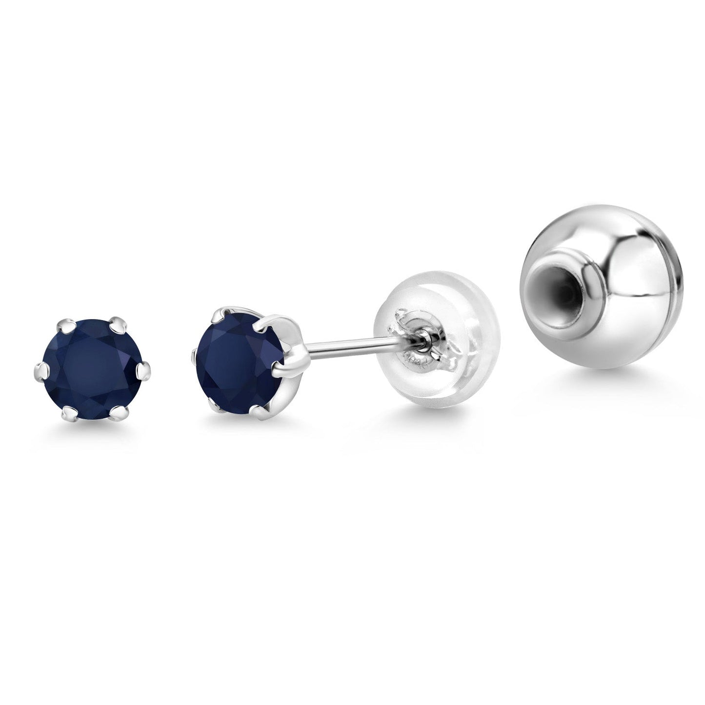 Pure PT900 Platinum 900 Six Prong 4MM Round Gemstone Birthstone Stud Earrings For Women Men