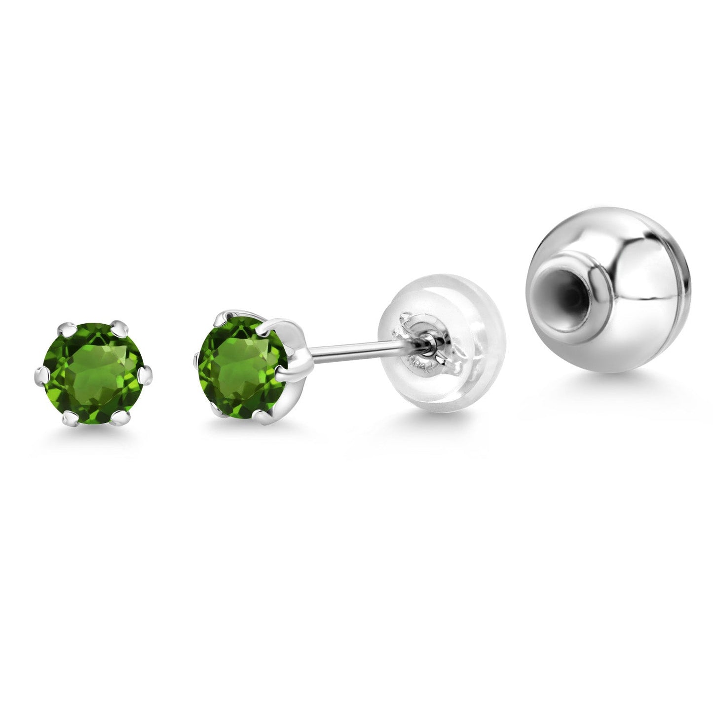 Pure PT900 Platinum 900 Six Prong 4MM Round Gemstone Birthstone Stud Earrings For Women Men