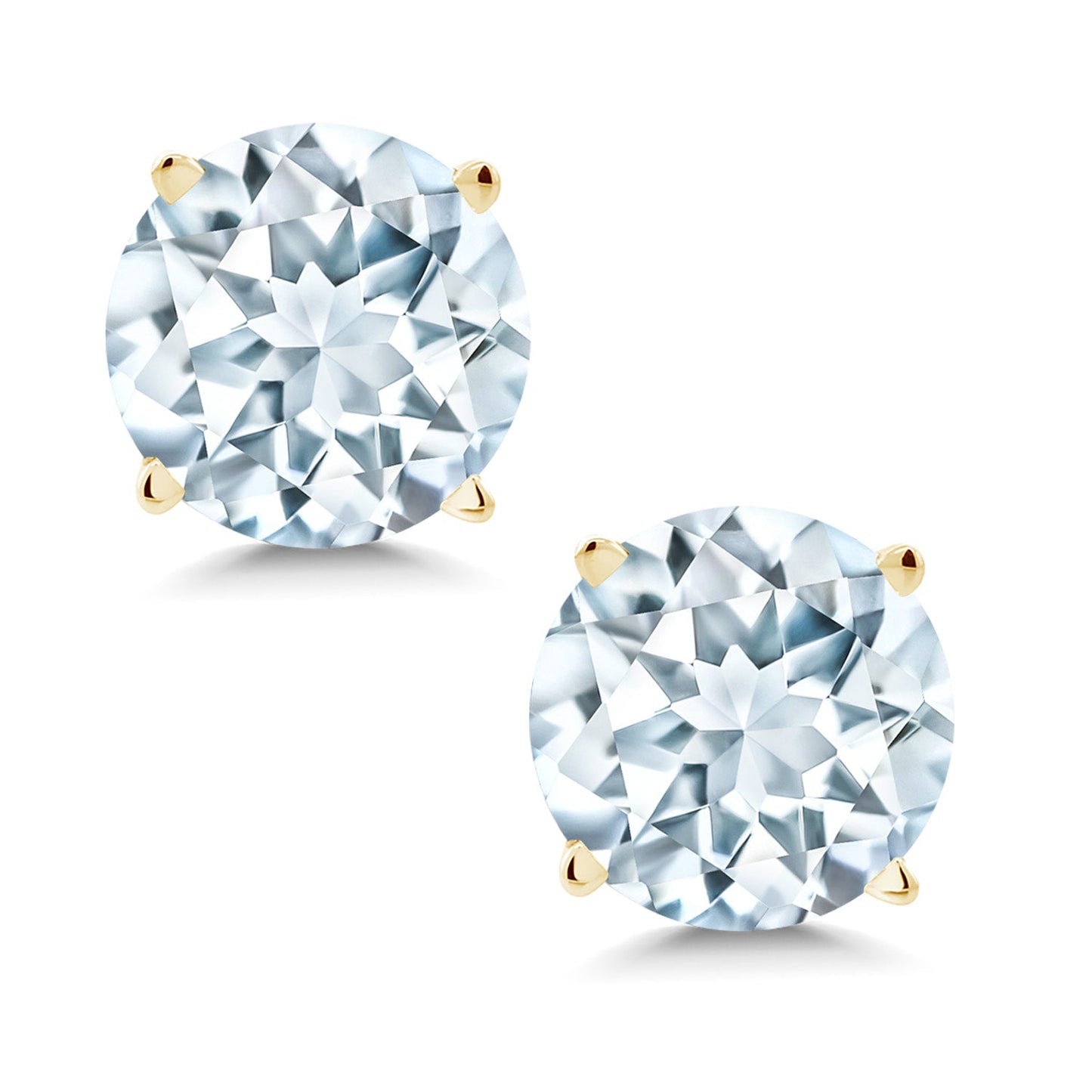 14K Yellow Gold Round 5MM Gemstone Birthstone Stud Earrings | Gold Earrings For Women Men