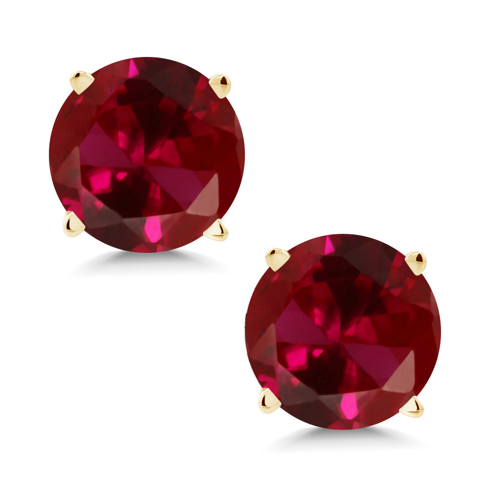14K Yellow Gold Round 5MM Gemstone Birthstone Stud Earrings | Gold Earrings For Women Men