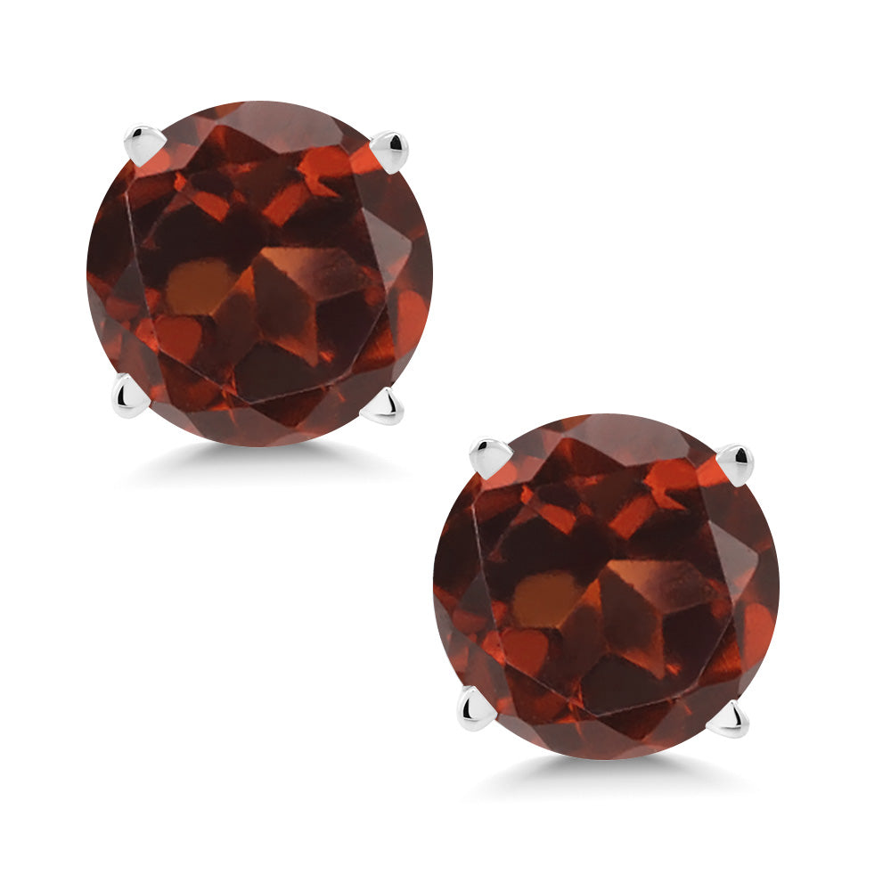 14K White Gold Round 5MM Gemstone Birthstone Stud Earrings | White Gold Earrings For Women Men