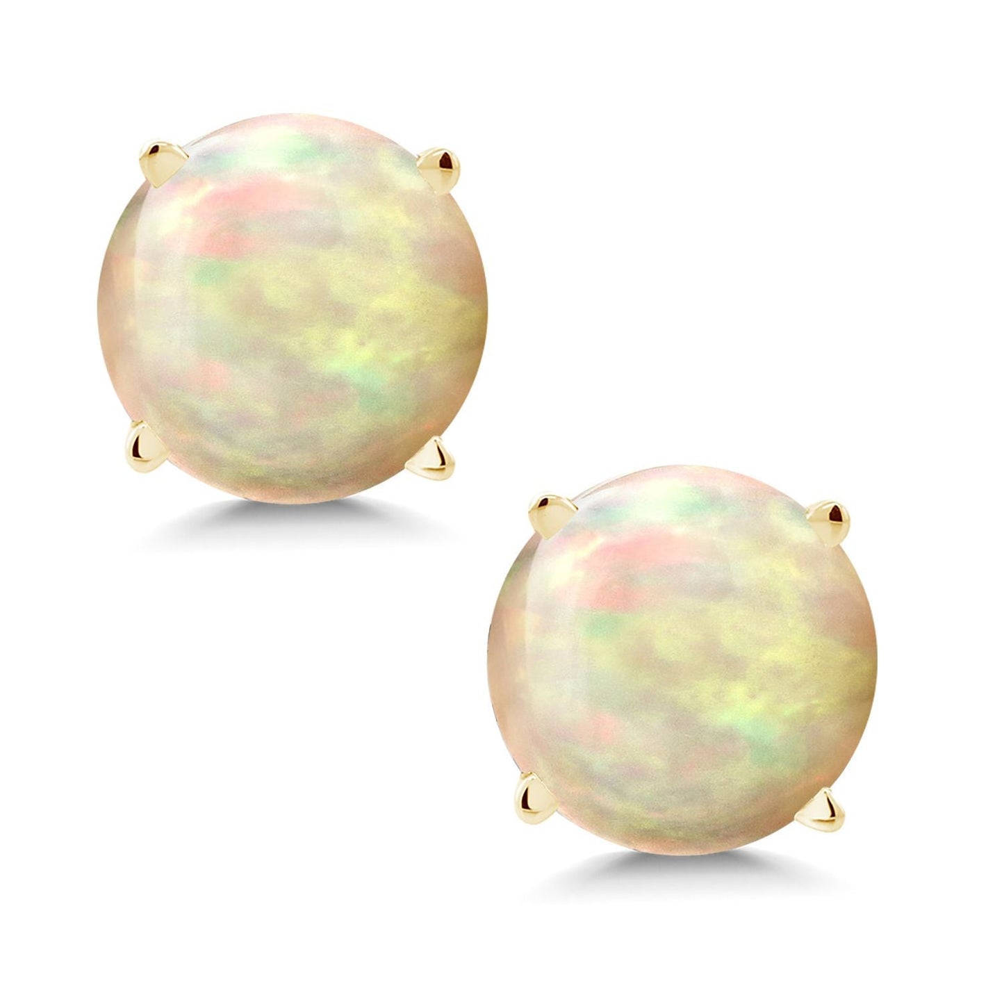 14K Yellow Gold Gemstone Birthstone Stud Earrings | Round 6MM | Gold Earrings For Women Men