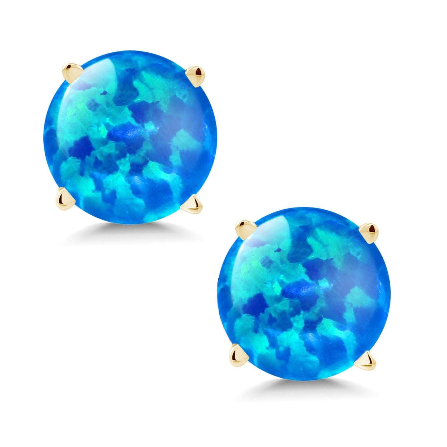 14K Yellow Gold Gemstone Birthstone Stud Earrings | Round 6MM | Gold Earrings For Women Men