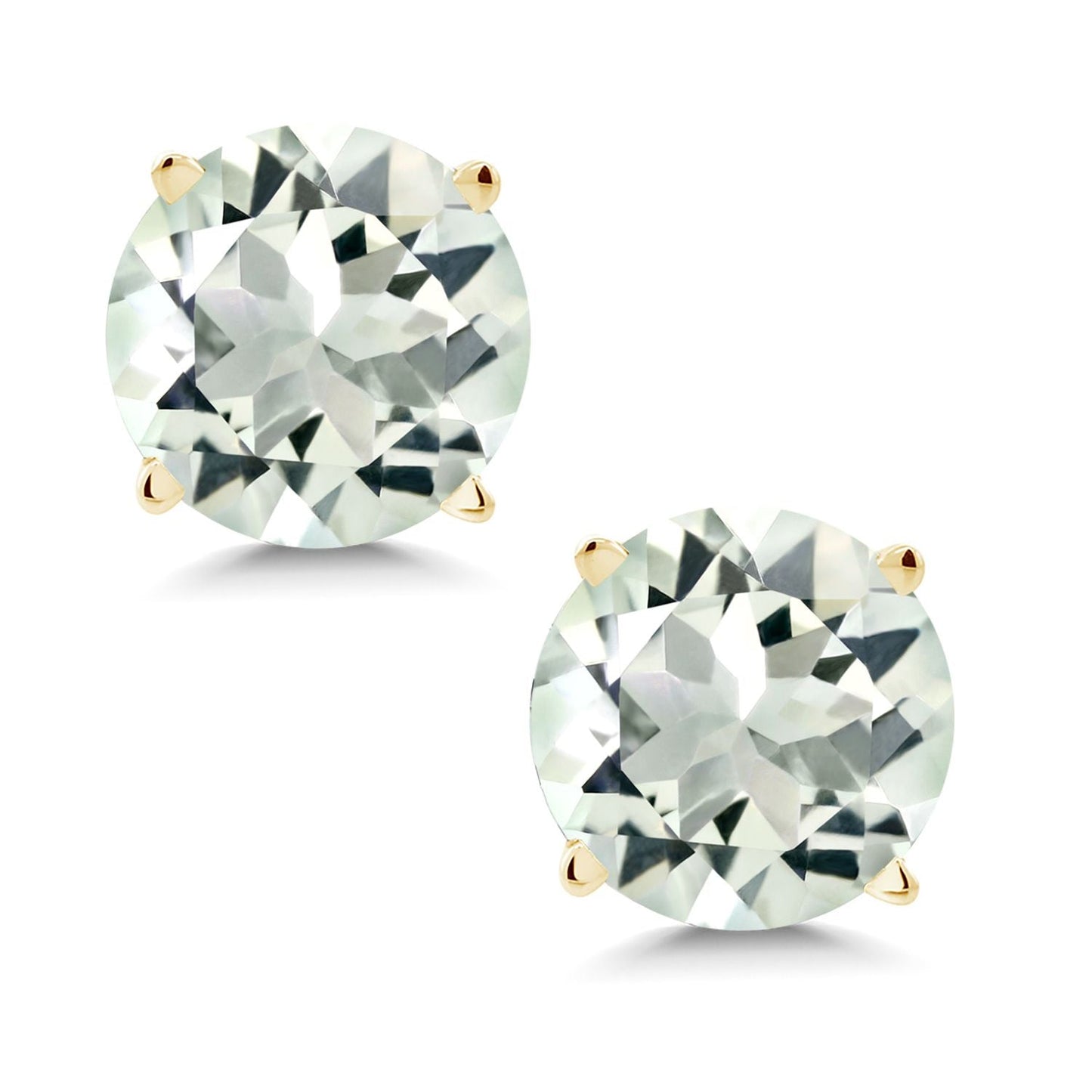 14K Yellow Gold Gemstone Birthstone Stud Earrings | Round 6MM | Gold Earrings For Women Men