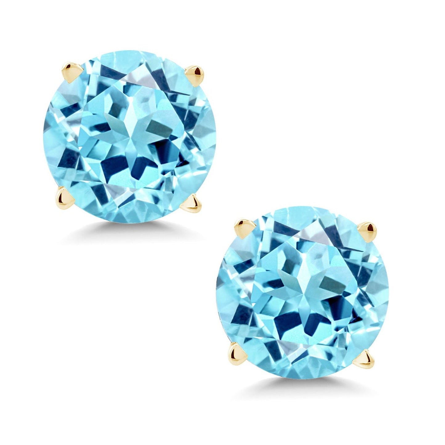 14K Yellow Gold Gemstone Birthstone Stud Earrings | Round 6MM | Gold Earrings For Women Men