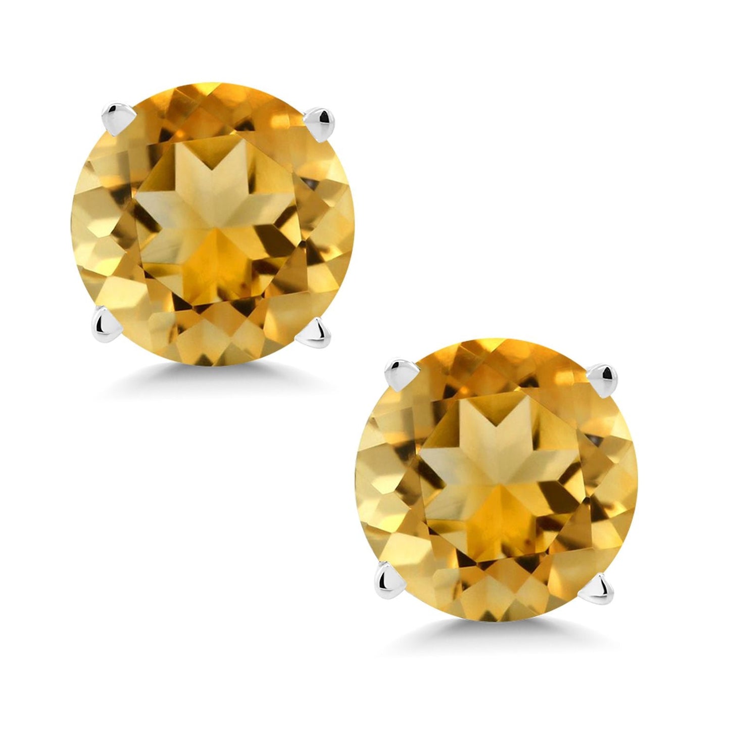 14K Yellow Gold Gemstone Birthstone Stud Earrings | Round 6MM | Gold Earrings For Women Men