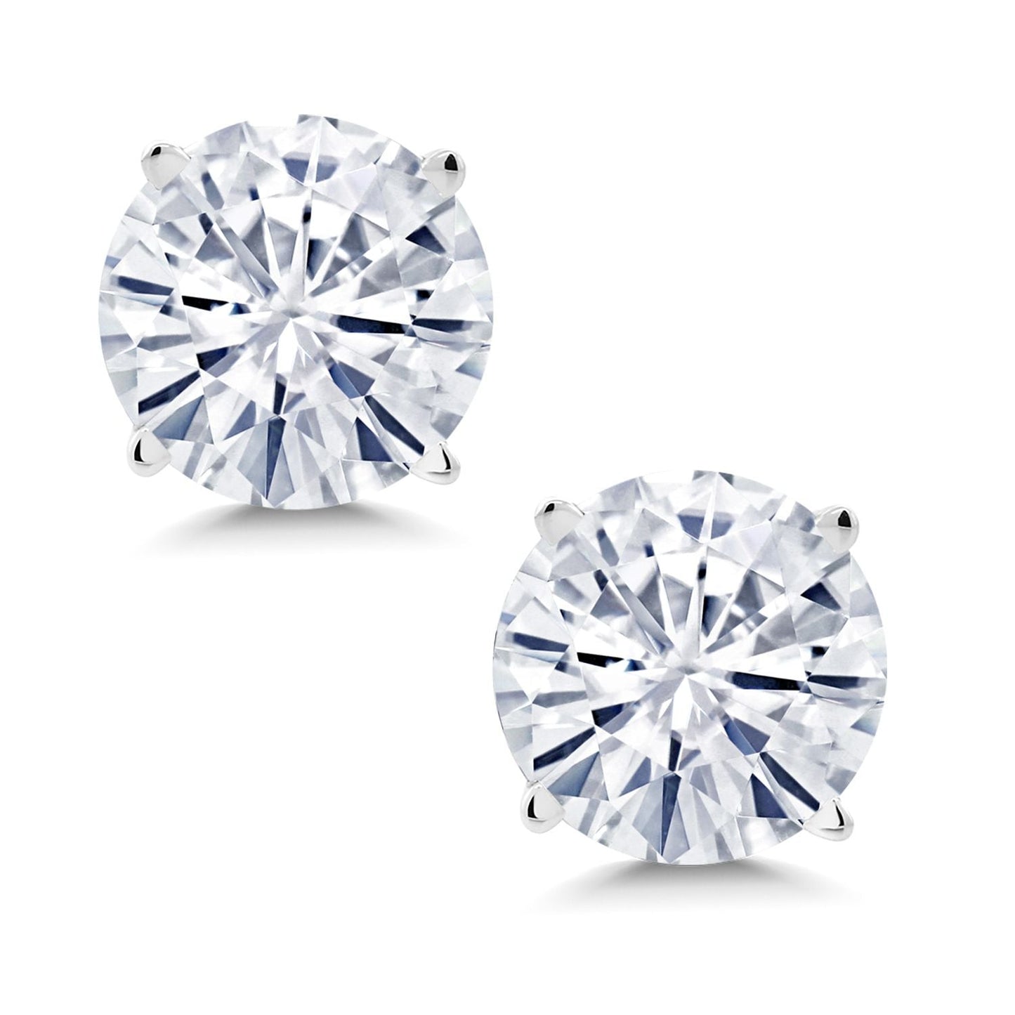14K White Gold Round Forever Classic Moissanite Stud Earrings For Women Men (1.60 Cttw, Round 6MM)