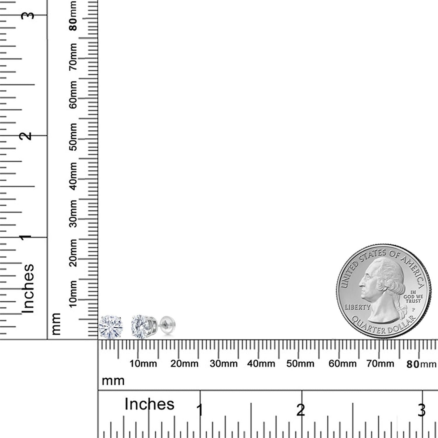 14K White Gold Round Forever Classic Moissanite Stud Earrings For Women Men (1.60 Cttw, Round 6MM)