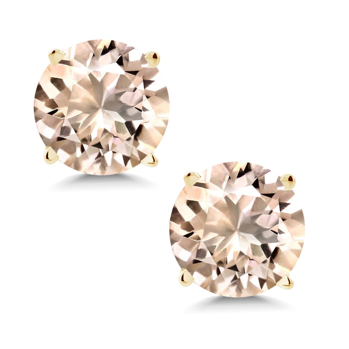 14K Yellow Gold Gemstone Birthstone Stud Earrings | Round 6MM | Gold Earrings For Women Men