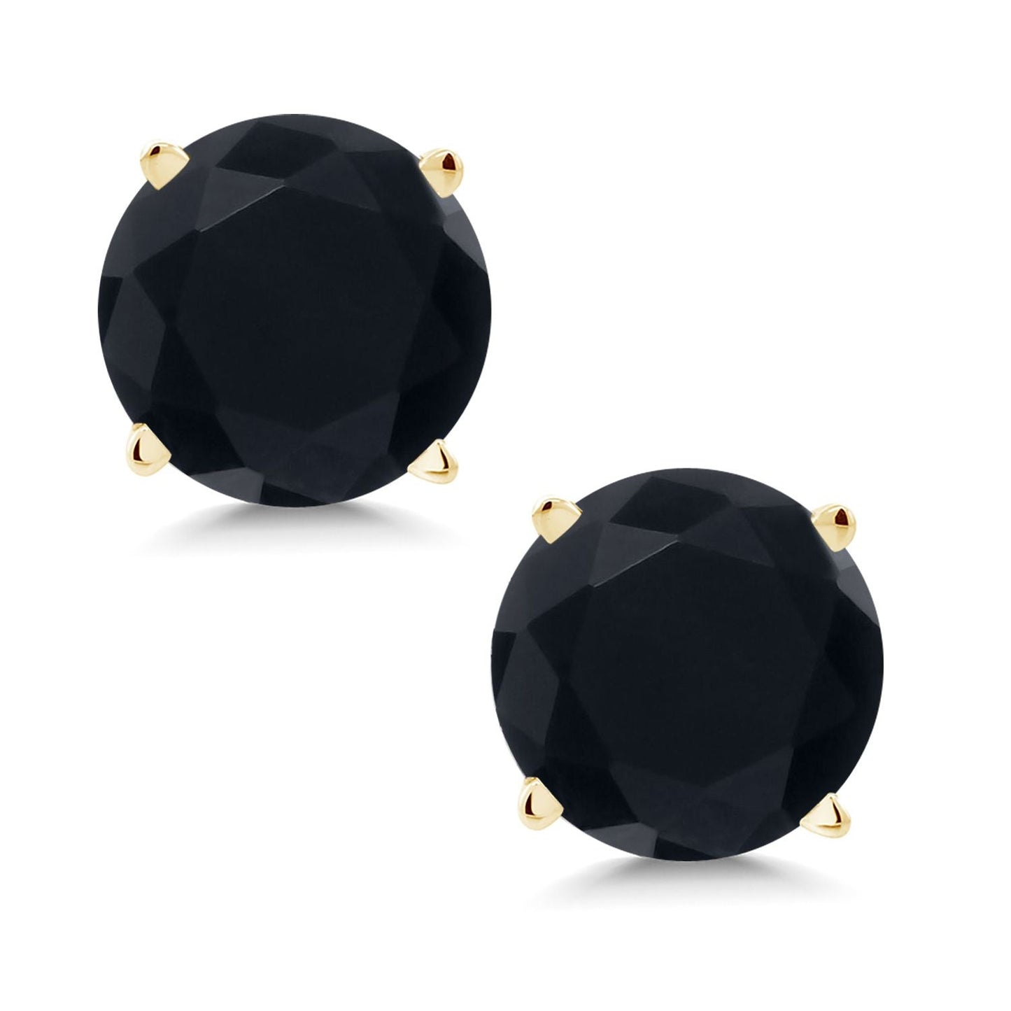 14K Yellow Gold Gemstone Birthstone Stud Earrings | Round 6MM | Gold Earrings For Women Men