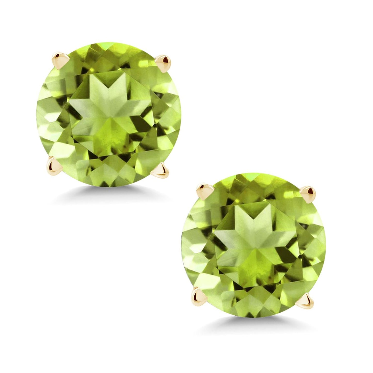 14K Yellow Gold Gemstone Birthstone Stud Earrings | Round 6MM | Gold Earrings For Women Men