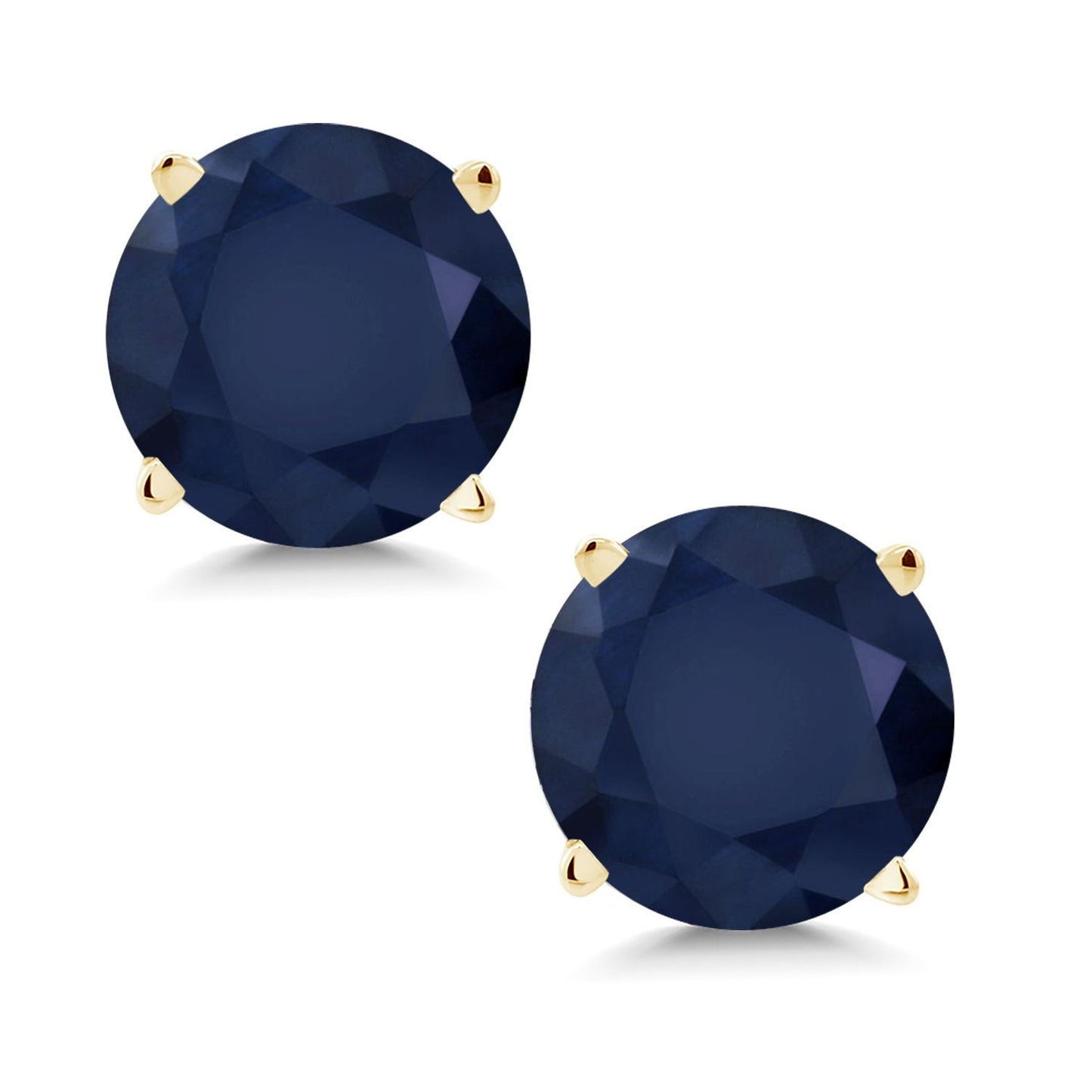 14K Yellow Gold Gemstone Birthstone Stud Earrings | Round 6MM | Gold Earrings For Women Men