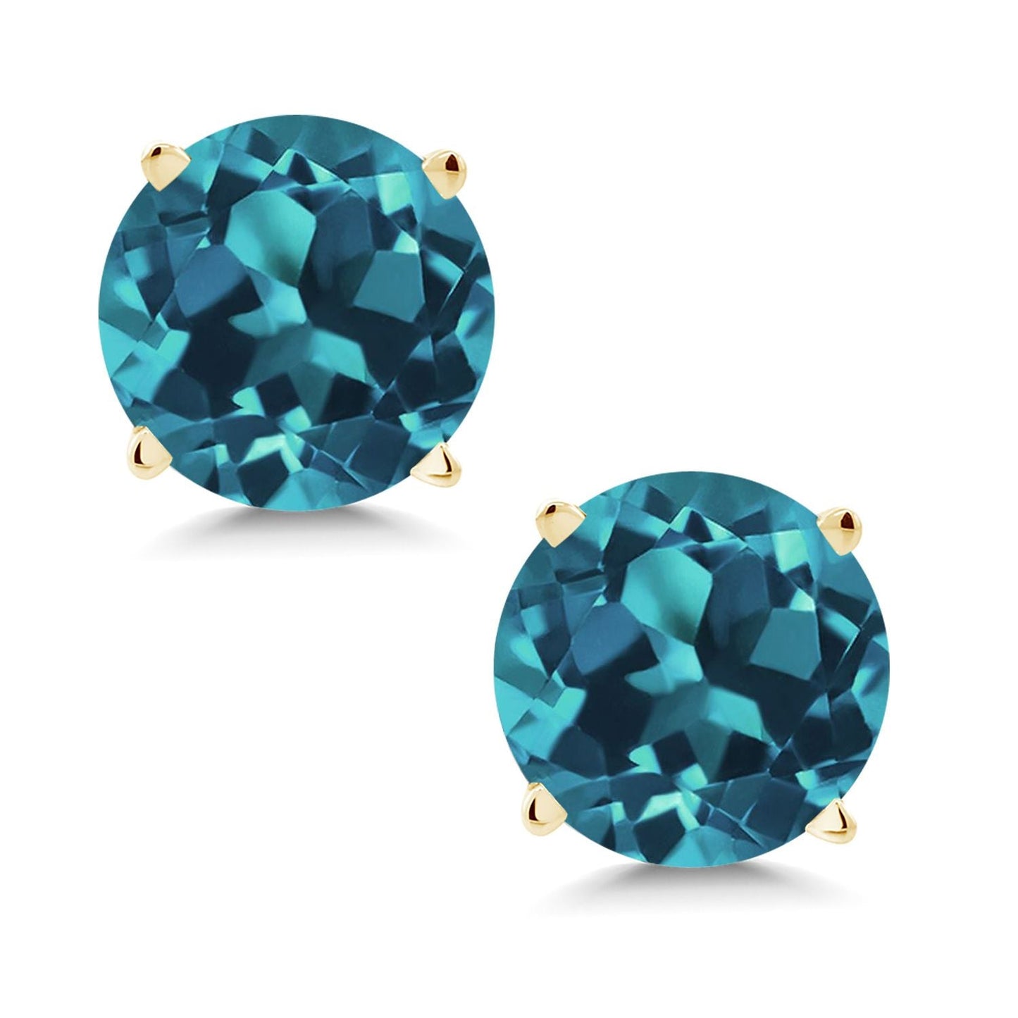 14K Yellow Gold Gemstone Birthstone Stud Earrings | Round 6MM | Gold Earrings For Women Men