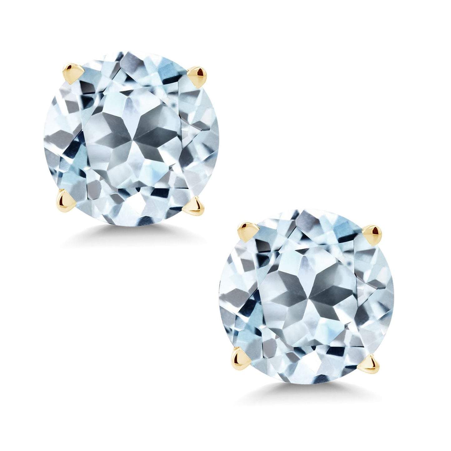 14K Yellow Gold Gemstone Birthstone Stud Earrings | Round 6MM | Gold Earrings For Women Men