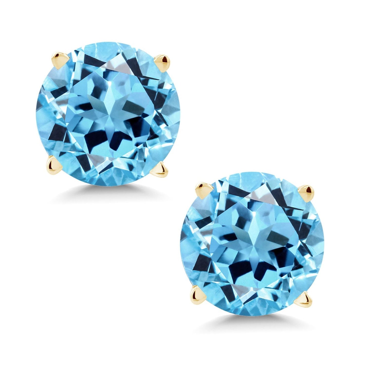 14K Yellow Gold Gemstone Birthstone Stud Earrings | Round 6MM | Gold Earrings For Women Men