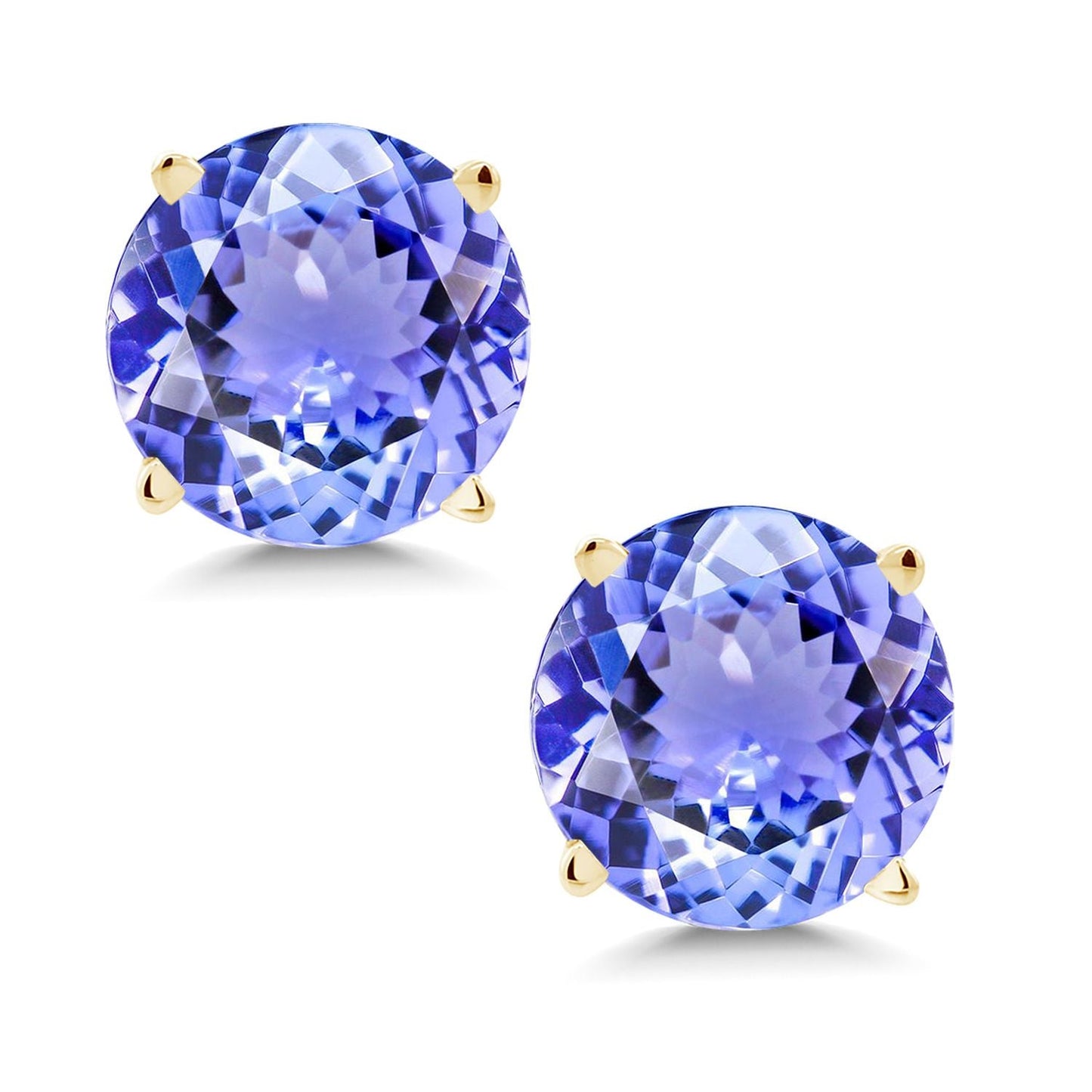 14K Yellow Gold Gemstone Birthstone Stud Earrings | Round 6MM | Gold Earrings For Women Men
