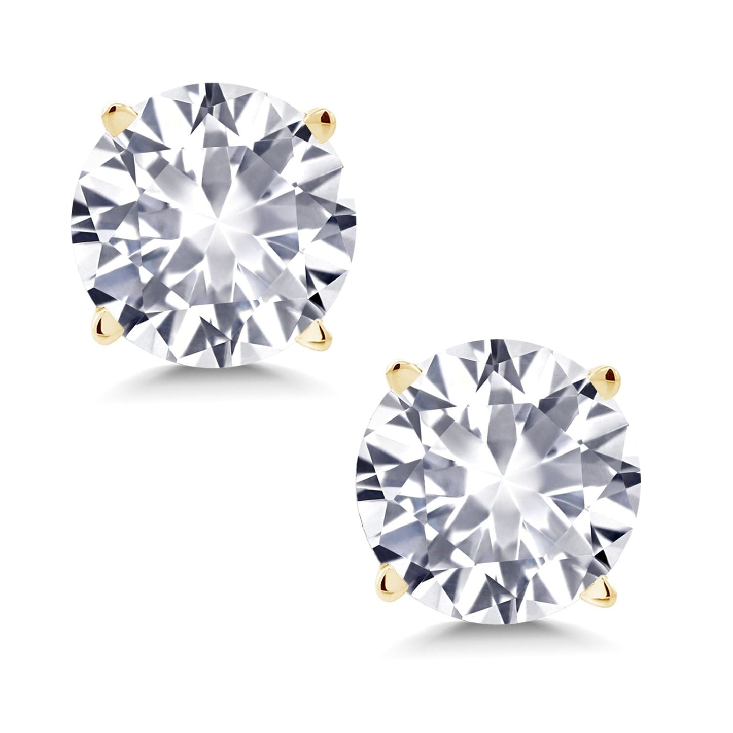 14K Yellow Gold Gemstone Birthstone Stud Earrings | Round 6MM | Gold Earrings For Women Men