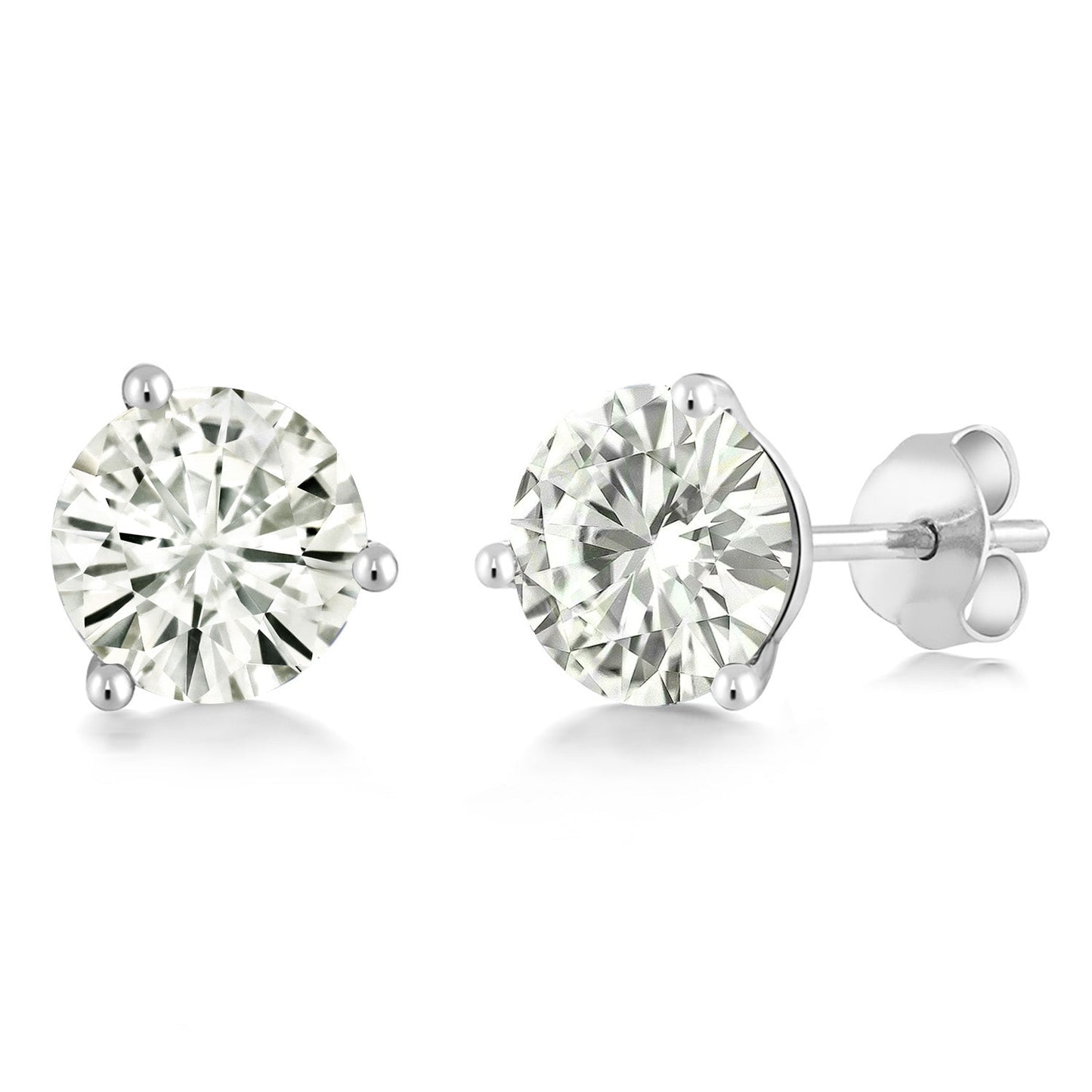 14K Gold 6MM Round Gemstone Birthstone Martini 3 Prong Stud Earrings | Gold Earrings For Women Men